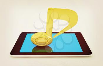 yellow note on the tablet pc on a white background. 3D illustration. Vintage style.