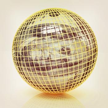 Sphere from  dollar on a white background. 3D illustration. Vintage style.