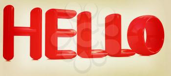 3d red text hello on a white background. 3D illustration. Vintage style.