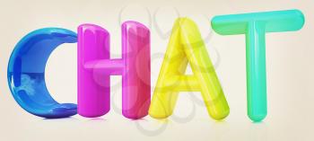 colorful 3d text chat on a white background. 3D illustration. Vintage style.