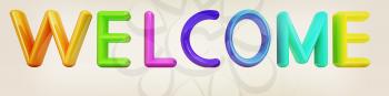 3d colorful text welcome on a white background. 3D illustration. Vintage style.