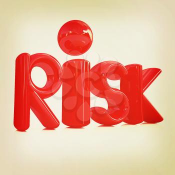 3d red text risk on a white background. 3D illustration. Vintage style.