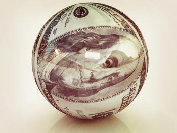 Sphere from  dollar . 3D illustration. Vintage style.