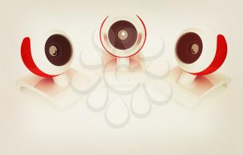 Web-cams on a white background. 3D illustration. Vintage style.