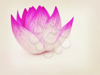 tender pink flower on a white background. 3D illustration. Vintage style.