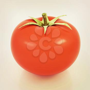 tomato on a white background. 3D illustration. Vintage style.
