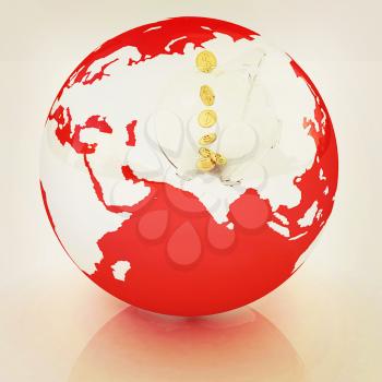 Global Banking concept. On white background. 3D illustration. Vintage style.