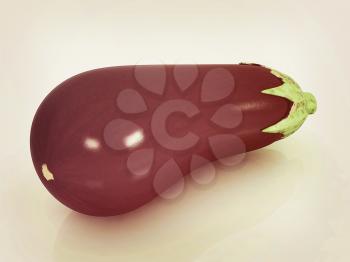 eggplant on a white background. 3D illustration. Vintage style.