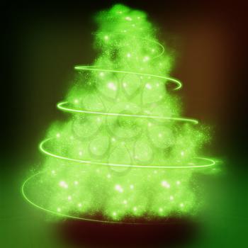 Christmas tree from light background. 3D illustration. Vintage style.