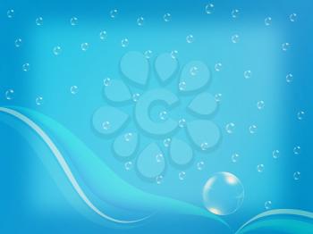 Blue water drops background texture. 3D illustration. Vintage style.