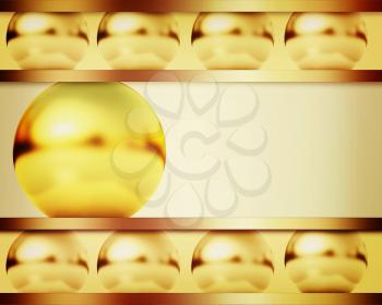 Abstract template with golden ball. 3D illustration. Vintage style.