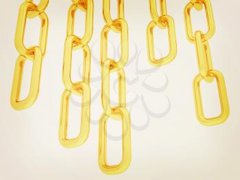 gold chains on white background - 3d illustration. 3D illustration. Vintage style.