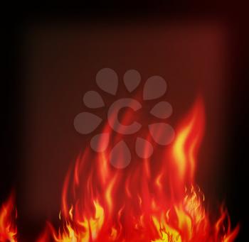 fire isolated over black background. 3D illustration. Vintage style.