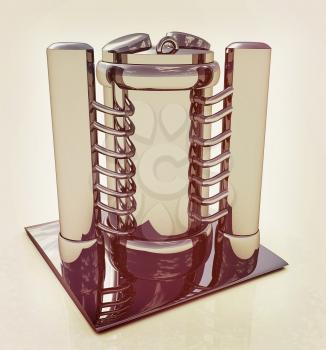 3d Abstract chrome metal pressure vessel. 3D illustration. Vintage style.