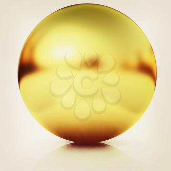 Gold Ball on a white background. 3D illustration. Vintage style.