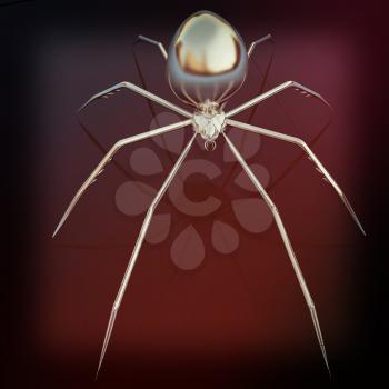 Chrome spider on a white background. 3D illustration. Vintage style.