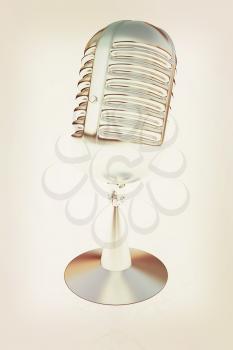 metal microphone on a white background. 3D illustration. Vintage style.