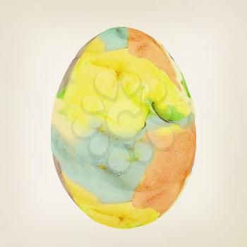 Easter Egg with colored strokes Isolated on white background. 3d. 3D illustration. Vintage style.