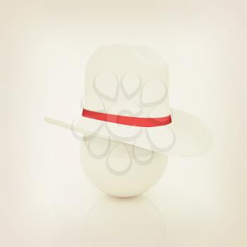 3d white hat on white ball. 3D illustration. Vintage style.