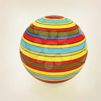 3d colored ball on a white background. 3D illustration. Vintage style.
