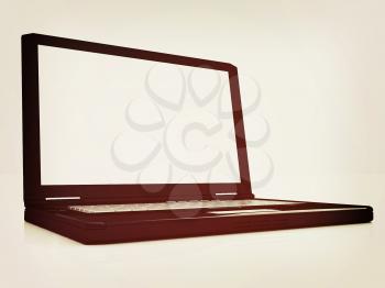 Laptop on a white background. 3D illustration. Vintage style.