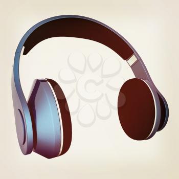 headphones on a white background. 3D illustration. Vintage style.