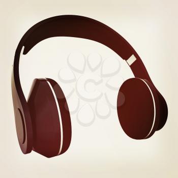 Headphones of carbon material isolated on a white background. 3D illustration. Vintage style.