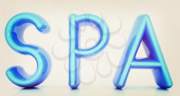 Spa 3d text on a white background. 3D illustration. Vintage style.