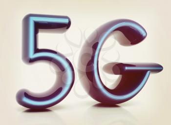 5g internet network. 3d text. 3D illustration. Vintage style.