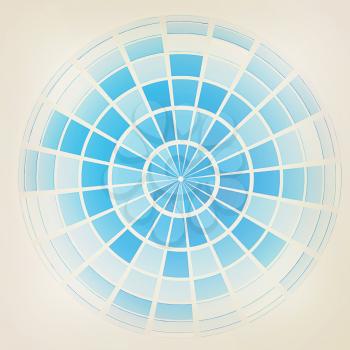 abstract 3d sphere with blue mosaic design on a white background. 3D illustration. Vintage style.
