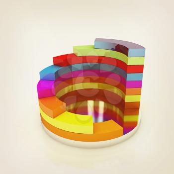 Abstract colorful structure on a white background. 3D illustration. Vintage style.