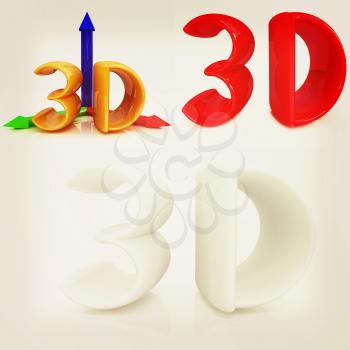 3d text on a white background. 3D illustration. Vintage style.
