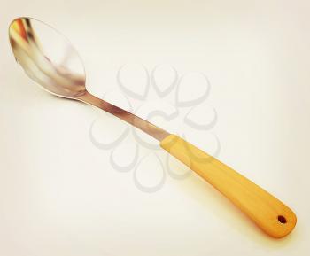 Long spoon on a white background . 3D illustration. Vintage style.