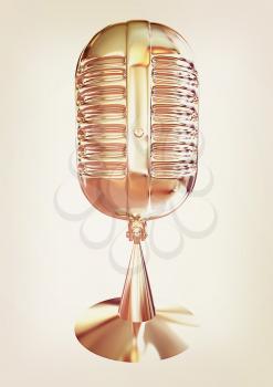 Chrome Microphone icon on a white background. 3D illustration. Vintage style.