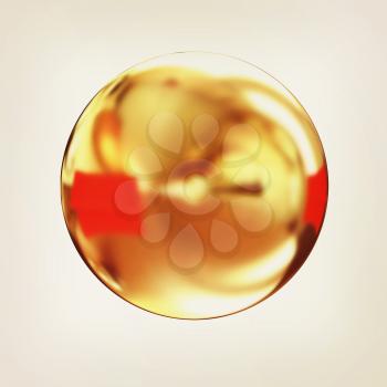 Golden Shiny button isolated on white background. 3D illustration. Vintage style.