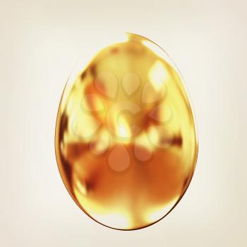 Big golden easter egg on a white background. 3D illustration. Vintage style.