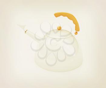 Glossy metall kettle on a white background. 3D illustration. Vintage style.
