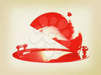 Red restaurant cloche isolated on white background . 3D illustration. Vintage style.
