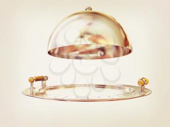 Restaurant cloche isolated on white background . 3D illustration. Vintage style.