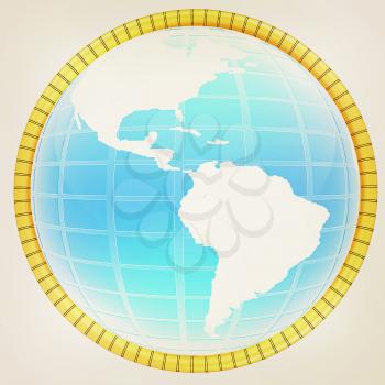 3d globe icon with highlights on a white background. 3D illustration. Vintage style.