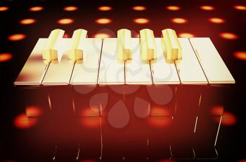 Piano on a fantastic background. 3D illustration. Vintage style.