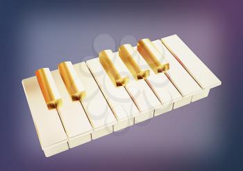 Piano on a blue background. 3D illustration. Vintage style.