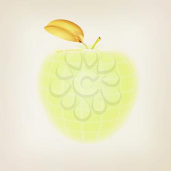 Abstract apple on a white background. 3D illustration. Vintage style.