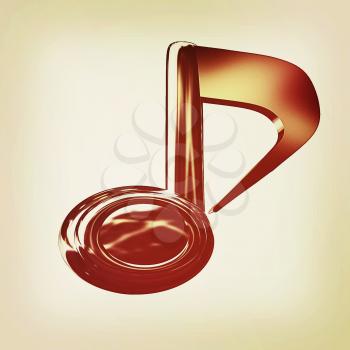 Music note on a white background. 3D illustration. Vintage style.