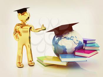 The world is opened for you. Global Education on a white background. 3D illustration. Vintage style.