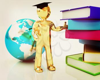 The world is opened for you. Global Education on a white background. 3D illustration. Vintage style.
