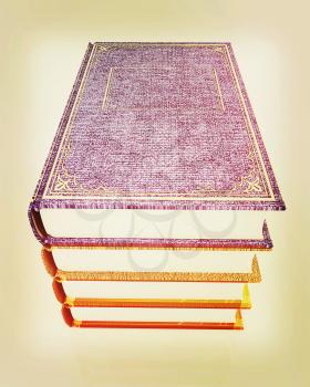 The stack of books on a white background. 3D illustration. Vintage style.
