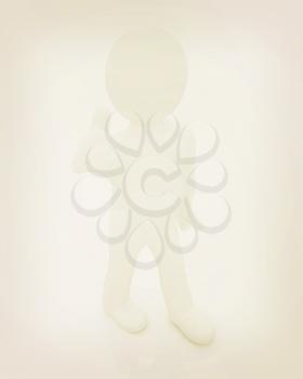 3d man with thumb up on a white background. 3D illustration. Vintage style.