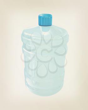 Bottle with clean blue water on a white background. 3D illustration. Vintage style.
