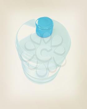 Bottle with clean blue water on a white background. 3D illustration. Vintage style.